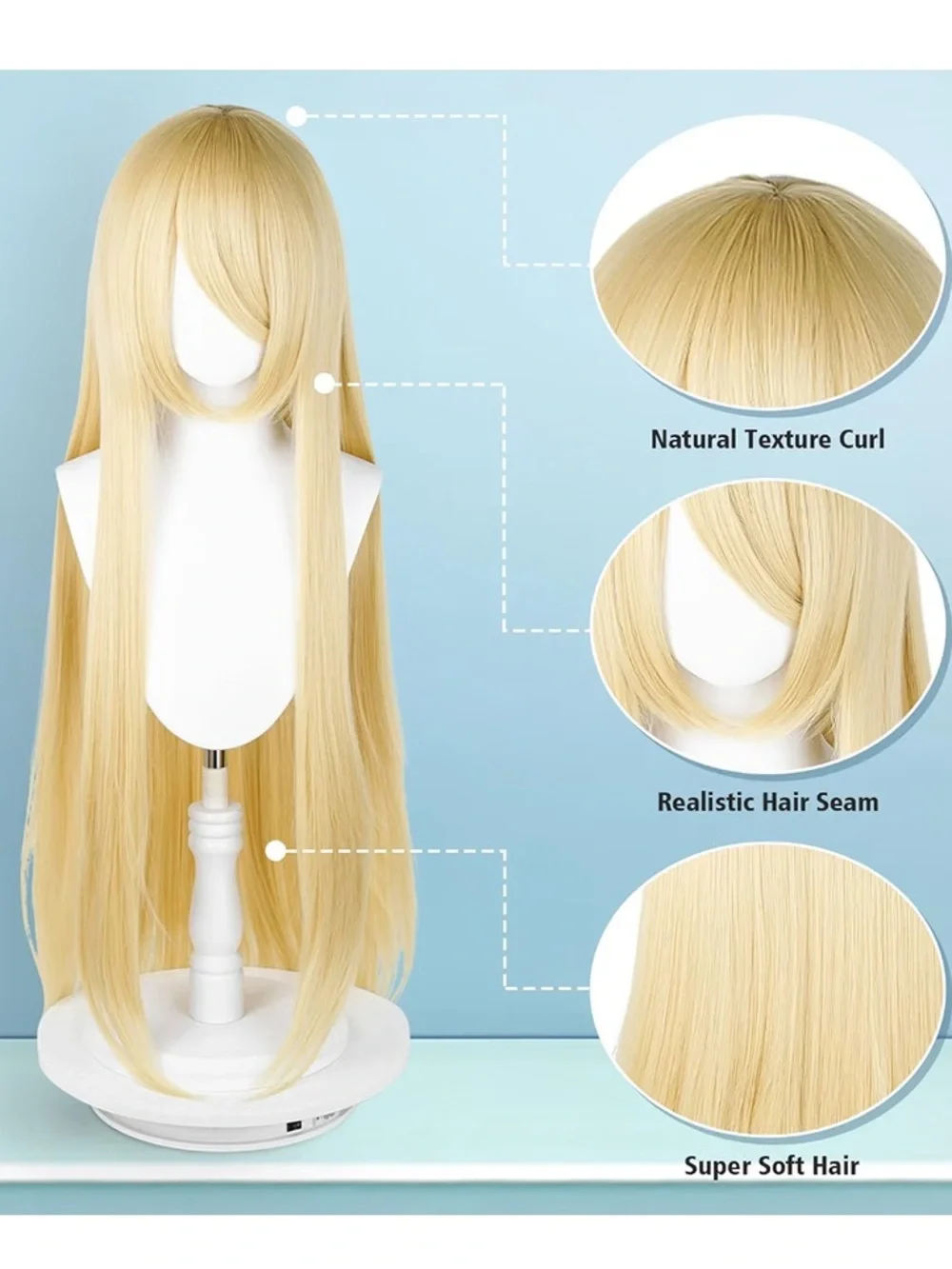 NWT Blonde Long Straight Synthetic Anime Cosplay Wig